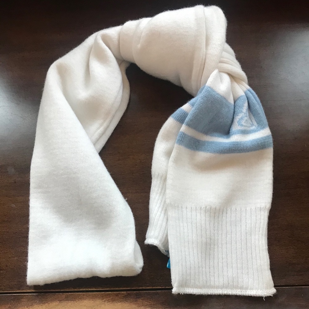 Roxy White with Baby Blue Stripe Scarf
